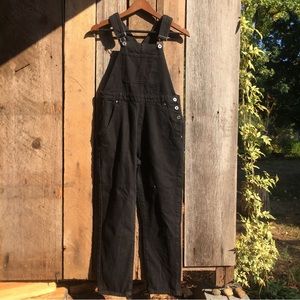 Black denim overalls